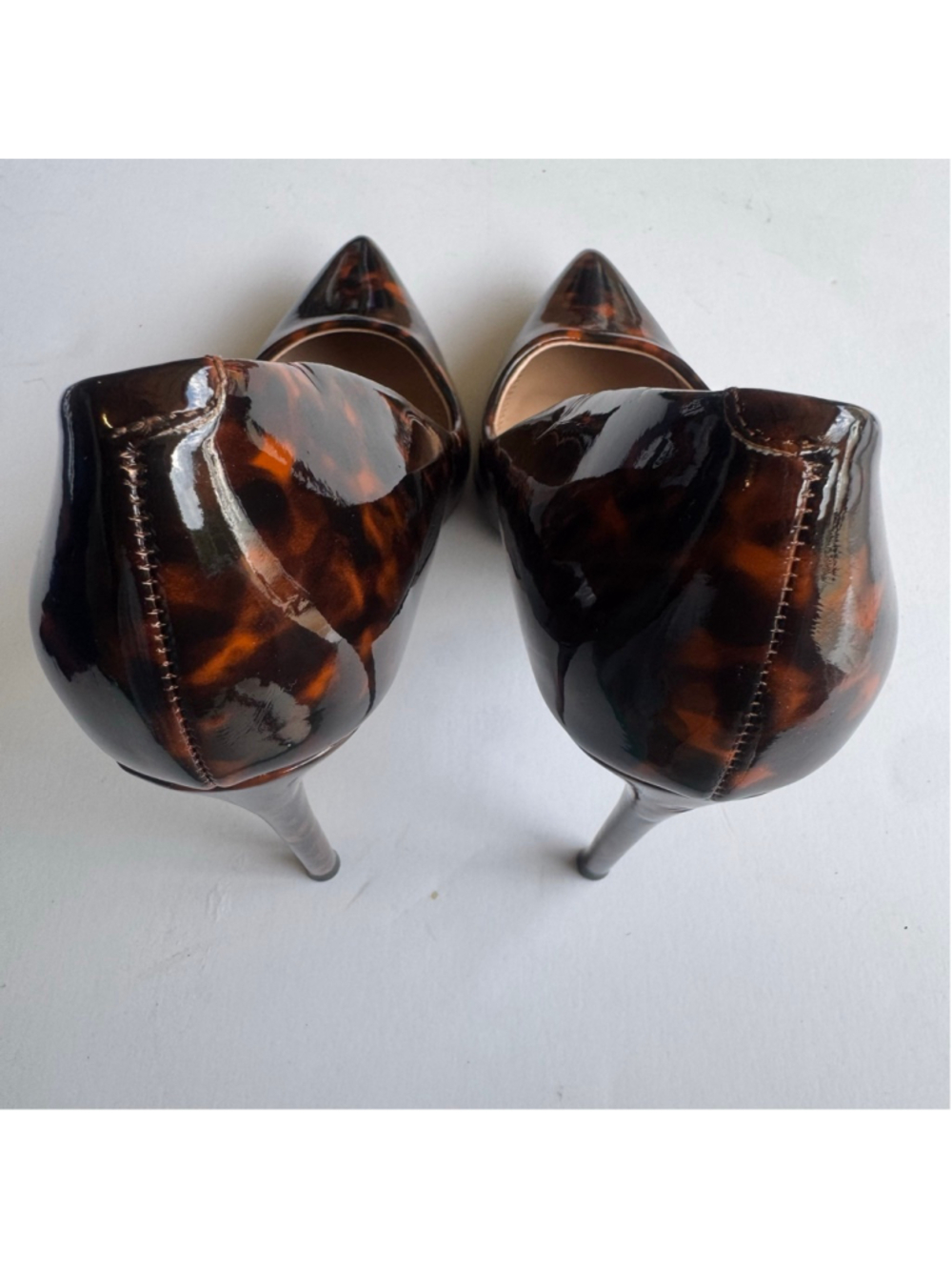 Steve Madden Valanal Tortoiseshell Patent Pointed Toe D’Orsay Stiletto Heels 5.5 - Picture 6 of 11
